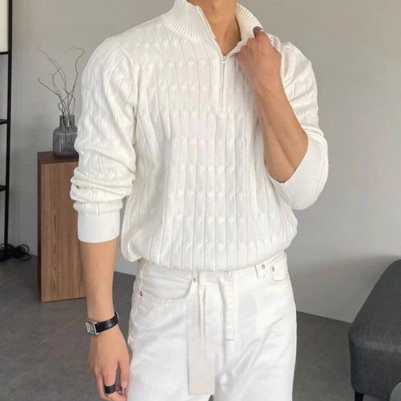 Branvoir WEISSER ZIP-PULLOVER