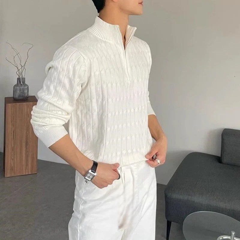 Branvoir WEISSER ZIP-PULLOVER