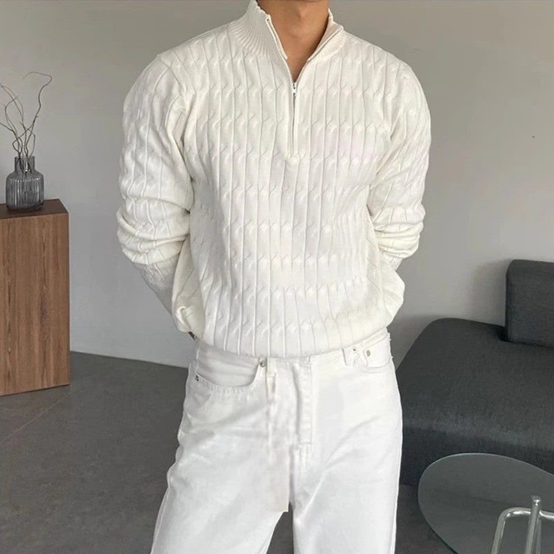 Branvoir WEISSER ZIP-PULLOVER