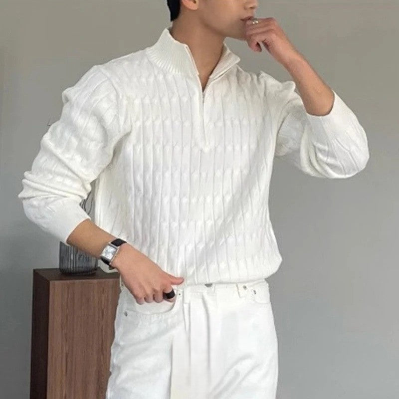 Branvoir WEISSER ZIP-PULLOVER